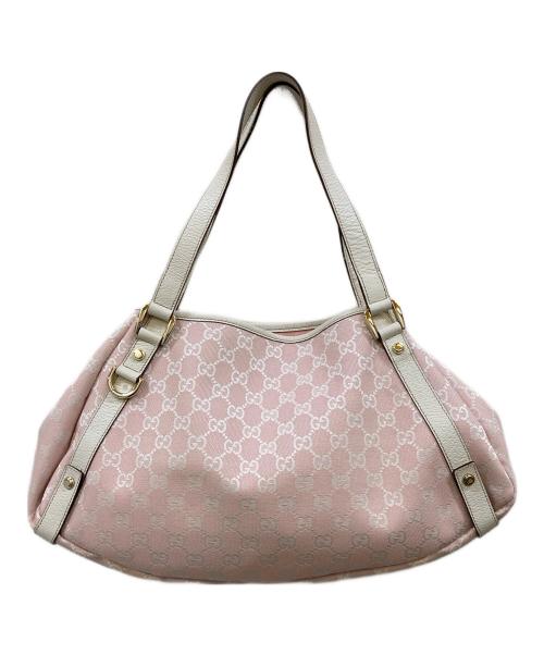GUCCI（グッチ）GUCCI (グッチ) アビーGGキャンバス トートバッグ ピンク×アイボリーの古着・服飾アイテム