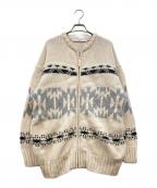 FRAMeWORKフレームワーク）の古着「ジャガードZIPカーディガン」｜アイボリー
