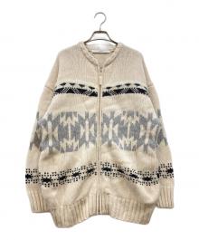 FRAMeWORK（フレームワーク）の古着「ジャガードZIPカーディガン」｜アイボリー