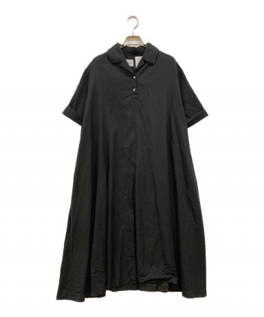 foufou フーフー 総柄 半袖 フレアワンピース 日本製 黒 0 中古・古着通販】foufou (フーフー) 半袖ワンピース ブラック
