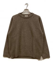 ATON（エイトン）の古着「LAMBS WOOL CREWNECK SWEATER」｜ベージュ
