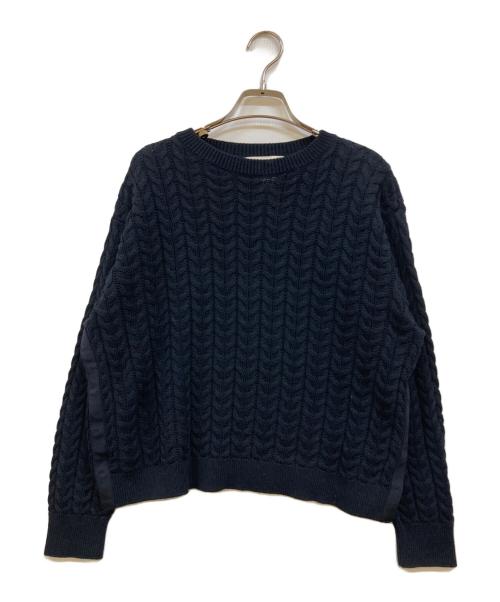 23区（ニジュウサンク）23区 (ニジュウサンク) コットンギマ ケーブル ニット ネイビー サイズ:38の古着・服飾アイテム