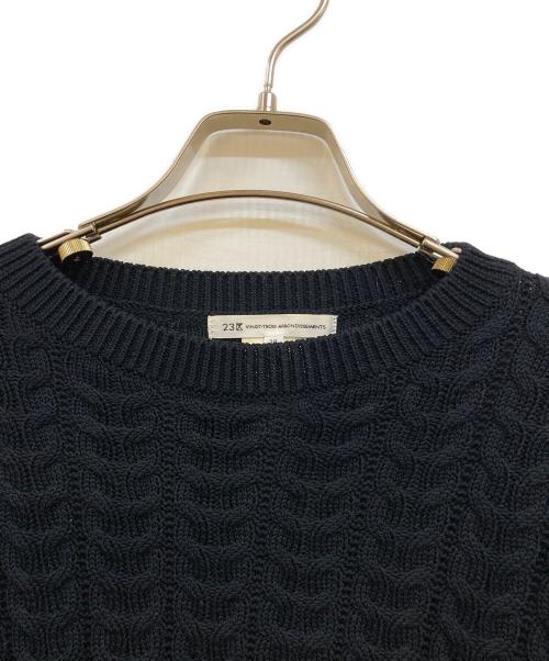 23区（ニジュウサンク）23区 (ニジュウサンク) コットンギマ ケーブル ニット ネイビー サイズ:38の古着・服飾アイテム