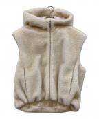 M-premierBLACKエムプルミエブラック）の古着「フェイクファージップアップフーディベスト」｜ベージュ