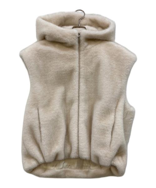 M-premierBLACK（エムプルミエブラック）M-premierBLACK (エムプルミエブラック) フェイクファージップアップフーディベスト ベージュ サイズ:38の古着・服飾アイテム