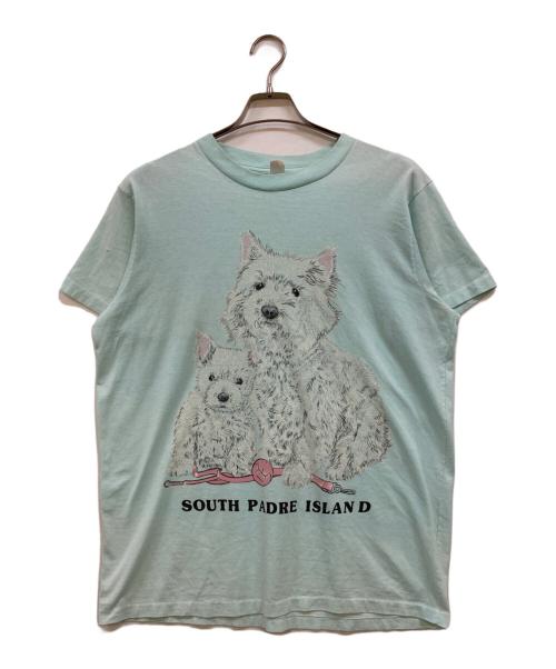 Textile Prints（テキスタイル プリント）TEXTILE PRINTS (テキスタイル プリント) ドッグプリントTシャツ ブルー サイズ:下記参照の古着・服飾アイテム