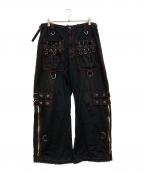 TRIPP NYCトリップニューヨークシティー）の古着「スカルプリント バギーデザインパンツ」｜ブラック×レッド