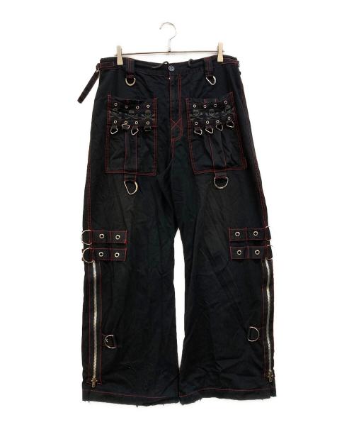 TRIPP NYC（トリップニューヨークシティー）TRIPP NYC (トリップニューヨークシティー) スカルプリント バギーデザインパンツ ブラック×レッド サイズ:Lの古着・服飾アイテム