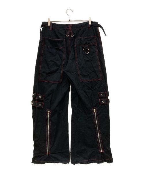 TRIPP NYC（トリップニューヨークシティー）TRIPP NYC (トリップニューヨークシティー) スカルプリント バギーデザインパンツ ブラック×レッド サイズ:Lの古着・服飾アイテム