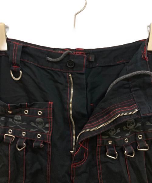 TRIPP NYC（トリップニューヨークシティー）TRIPP NYC (トリップニューヨークシティー) スカルプリント バギーデザインパンツ ブラック×レッド サイズ:Lの古着・服飾アイテム