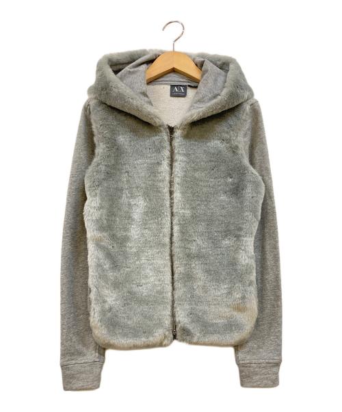 ARMANI EXCHANGE（アルマーニ エクスチェンジ）ARMANI EXCHANGE (アルマーニ エクスチェンジ) エコファー切替ジップパーカー グレー サイズ:XSの古着・服飾アイテム