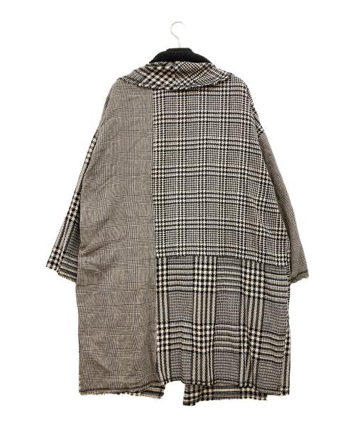 s'yte（サイト）s'yte (サイト) ニットカラー千鳥格子柄コート ホワイト×ブラック サイズ:3の古着・服飾アイテム