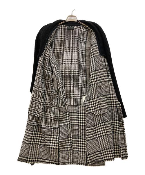 s'yte（サイト）s'yte (サイト) ニットカラー千鳥格子柄コート ホワイト×ブラック サイズ:3の古着・服飾アイテム