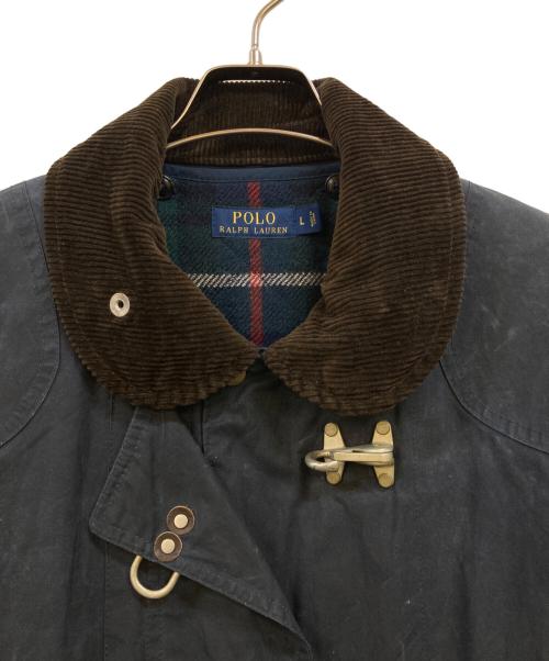 POLO RALPH LAUREN（ポロ・ラルフローレン）POLO RALPH LAUREN (ポロ・ラルフローレン) ブランケットライナー オイルドクロス ファイヤーマンコート ネイビー サイズ:Lの古着・服飾アイテム