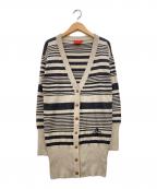 Vivienne Westwood RED LABELヴィヴィアンウエストウッドレッドレーベル）の古着「ボーダーロングニットカーディガン」｜ベージュ×グレー