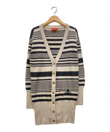 Vivienne Westwood RED LABEL（ヴィヴィアンウエストウッドレッドレーベル）の古着「ボーダーロングニットカーディガン」｜ベージュ×グレー