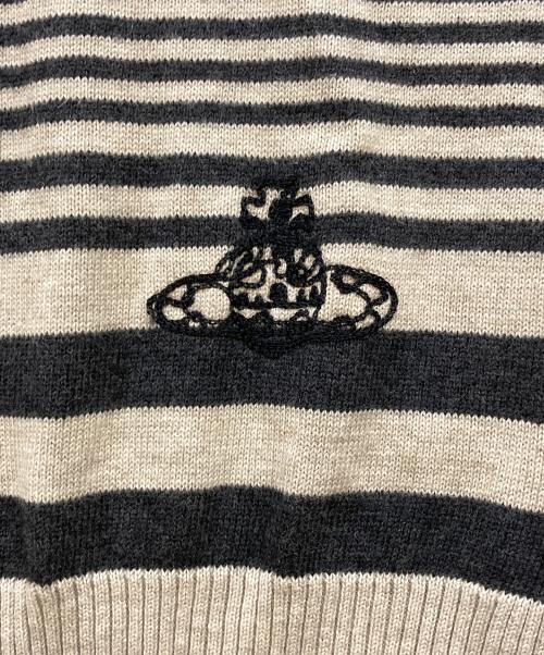 Vivienne Westwood RED LABEL（ヴィヴィアンウエストウッドレッドレーベル）Vivienne Westwood RED LABEL (ヴィヴィアンウエストウッドレッドレーベル) ボーダーロングニットカーディガン ベージュ×グレー サイズ:2の古着・服飾アイテム
