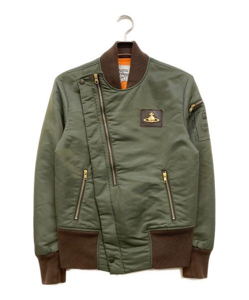 Vivienne Westwood man（ヴィヴィアン ウェストウッド マン）Vivienne Westwood man (ヴィヴィアン ウェストウッド マン) MA-1 RIDERS JACKET カーキ サイズ:44の古着・服飾アイテム