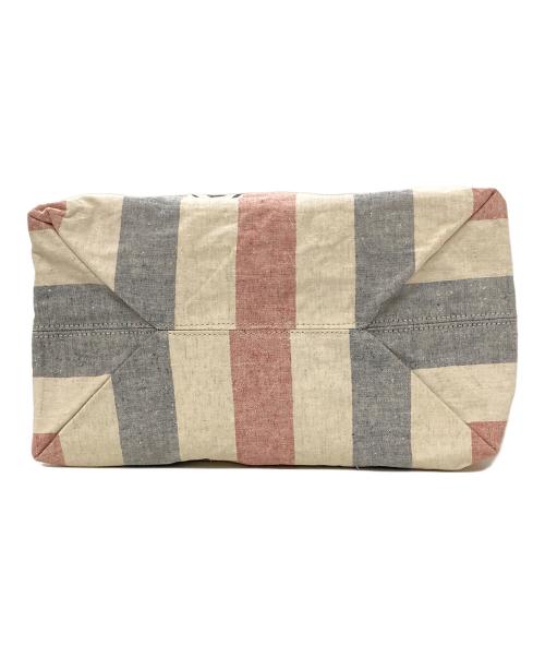 Vivienne Westwood（ヴィヴィアンウエストウッド）Vivienne Westwood (ヴィヴィアンウエストウッド) ストライプトートバッグ ピンク×グレーの古着・服飾アイテム