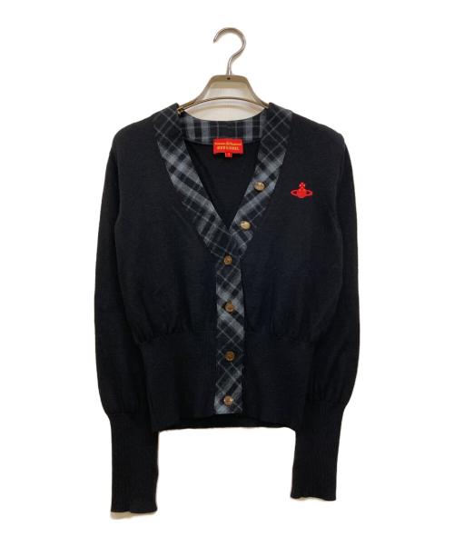 Vivienne Westwood RED LABEL（ヴィヴィアンウエストウッドレッドレーベル）Vivienne Westwood RED LABEL (ヴィヴィアンウエストウッドレッドレーベル) チェックカラーニットカーディガン ブラック サイズ:3の古着・服飾アイテム