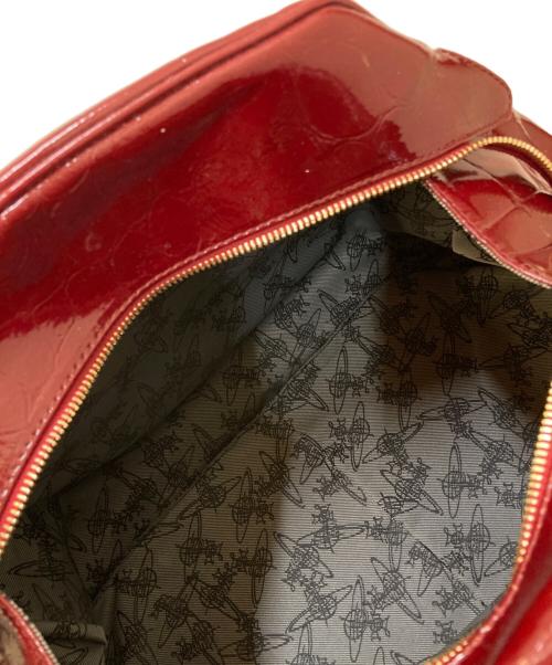 Vivienne Westwood（ヴィヴィアンウエストウッド）Vivienne Westwood (ヴィヴィアンウエストウッド) Croc-embossed patent leather Yasmin bag レッドの古着・服飾アイテム