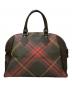 Vivienne Westwood (ヴィヴィアンウエストウッド) オーブレザーエンブレム チェック柄ボストンバッグ ブラウン×ピンク：28000円