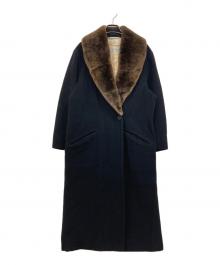 MaxMara（マックスマーラ）の古着「Detachable fur collar virgin wool long coat」｜ネイビー