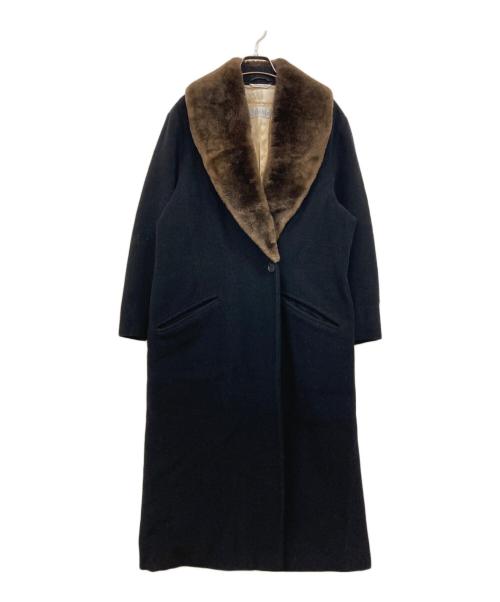 MaxMara（マックスマーラ）MaxMara (マックスマーラ) Detachable fur collar virgin wool long coat ネイビー サイズ:46の古着・服飾アイテム