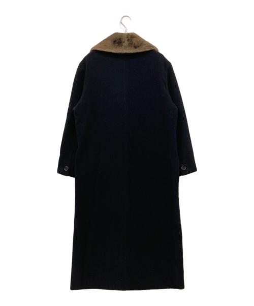 MaxMara（マックスマーラ）MaxMara (マックスマーラ) Detachable fur collar virgin wool long coat ネイビー サイズ:46の古着・服飾アイテム