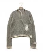 PERVERZEパーバーズ）の古着「Stripe Patch Mohair Top」｜グレー