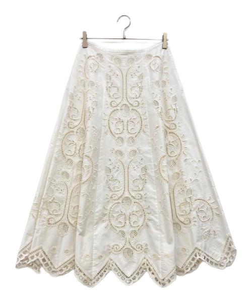 THE SHINZONE（ザ シンゾーン）THE SHINZONE (ザ シンゾーン) EMBROIDERY LACE SKIRT ホワイト サイズ:36の古着・服飾アイテム