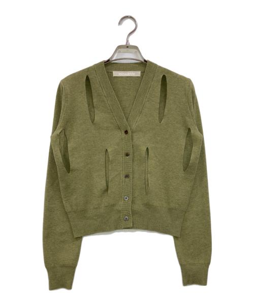 LEINWANDE（ラインヴァンド）LEINWANDE (ラインヴァンド) RIBBON TIE CARDIGAN グリーン サイズ:Fの古着・服飾アイテム