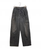 UNDERCOVERアンダーカバー）の古着「タック加工ワイドデニムパンツ」｜ブラック