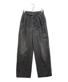 UNDERCOVER（アンダーカバー）の古着「タック加工ワイドデニムパンツ」｜ブラック