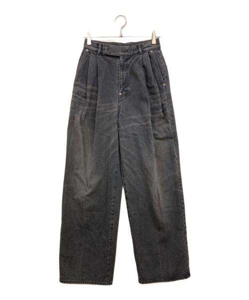 UNDERCOVER（アンダーカバー）UNDERCOVER (アンダーカバー) タック加工ワイドデニムパンツ ブラック サイズ:2の古着・服飾アイテム