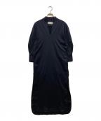 Mame Kurogouchiマメクロゴウチ）の古着「Mercerized Cotton V-neck Dress」｜ブラック
