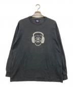 stussyステューシー）の古着「90's SSリンク モノグラムパターン ロングスリーブカットソー」｜ブラック