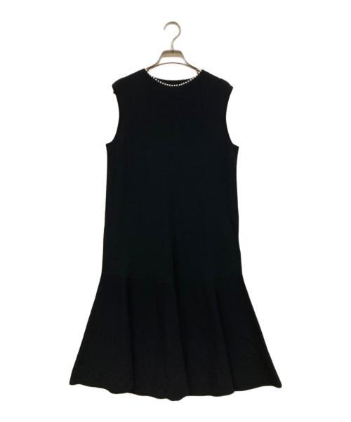 ANAYI（アナイ）ANAYI (アナイ) パールネックフレアヘム ワンピース ブラック サイズ:38の古着・服飾アイテム