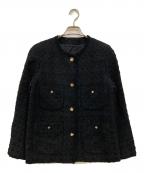 ANAYIアナイ）の古着「ミックスヤーンツイード ノーカラージャケット」｜ブラック