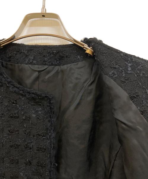 ANAYI（アナイ）ANAYI (アナイ) ミックスヤーンツイード ノーカラージャケット ブラック サイズ:38の古着・服飾アイテム