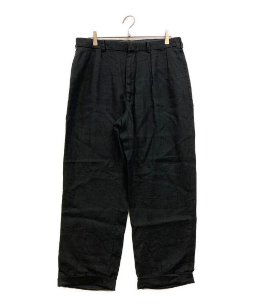 POLO RALPH LAUREN（ポロ・ラルフローレン）POLO RALPH LAUREN (ポロ・ラルフローレン) 90's リネン2タックパンツ ブラック サイズ:91cm(36W)の古着・服飾アイテム