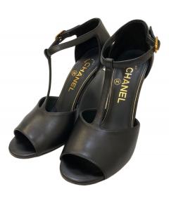 CHANEL フラットシューズ ブラック 中古・古着通販】CHANEL (シャネル) ココマークフラットシューズ
