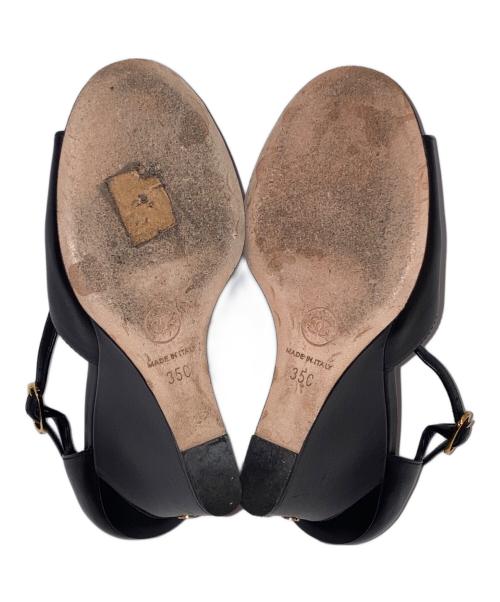 CHANEL（シャネル）CHANEL (シャネル) Tストラップ ココマーク パールビジュー ウェッジソールサンダル ブラック サイズ:35Cの古着・服飾アイテム