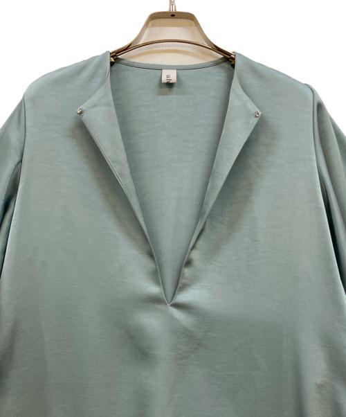 sahara（サハラ）sahara (サハラ) Slit Neck Silky Dress / スリットネックシルキードレス ブルー サイズ:Fの古着・服飾アイテム