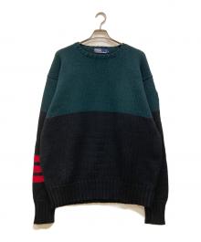 POLO RALPH LAUREN（ポロ・ラルフローレン）の古着「90's SUICIDE SKI ワッペンウールニット」｜グリーン×ブラック