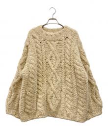 ETRE TOKYO（エトレトウキョウ）の古着「フェザーヤーンケーブルハンドニットプルオーバー」｜ベージュ