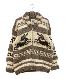 CANADIAN SWEATER（カナディアンセーター）の古着「90's カウチンニットカーディガン」｜ブラウン