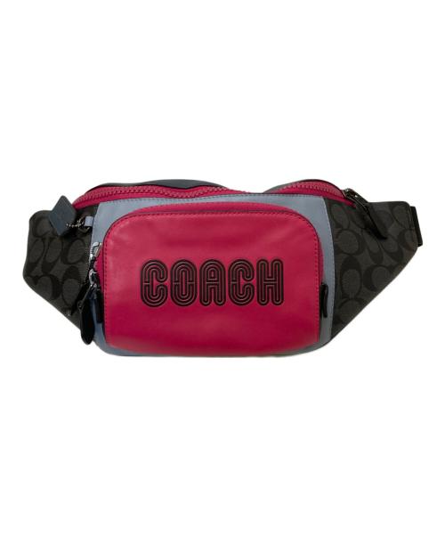 COACH（コーチ）COACH (コーチ) シグネチャー ボディバッグ ピンク×グレーの古着・服飾アイテム