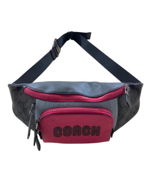 COACH（コーチ）COACH (コーチ) シグネチャー ボディバッグ ピンク×グレーの古着・服飾アイテム