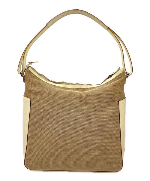 GUCCI（グッチ）GUCCI (グッチ) キャンバス×レザー ワンショルダーバッグ ベージュの古着・服飾アイテム